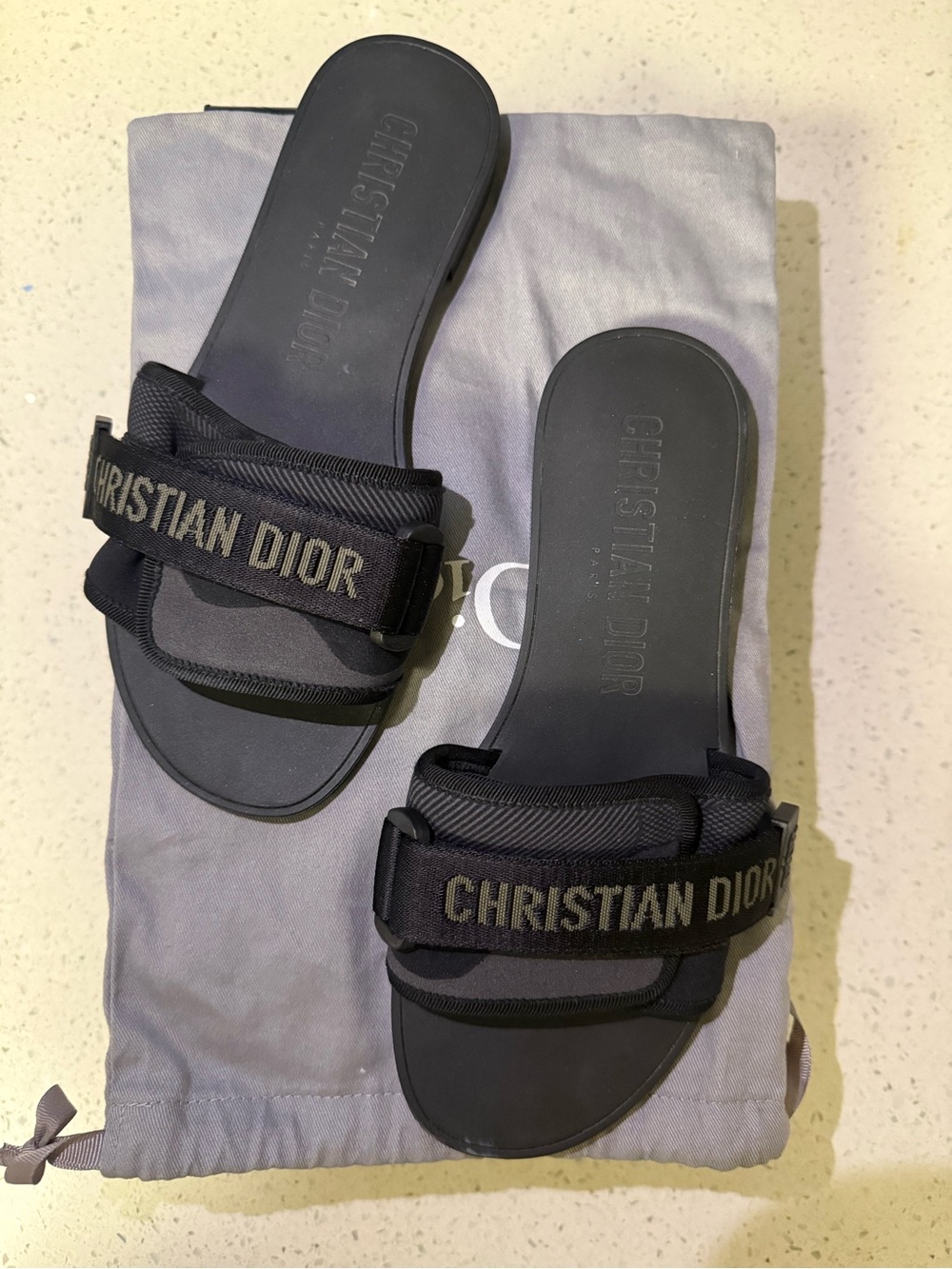Dior women  Black Christian Dior Branded Slide Sandals by